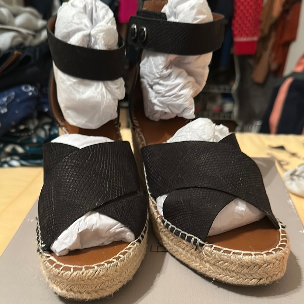 Franco Sarto Black Espadrille Slip-On Sandals